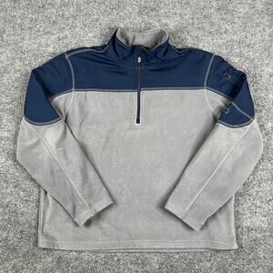 Starter Quarter Zip Pullover Mens L Gray Navy Fleece Sweatshirt Outdoor Athletic